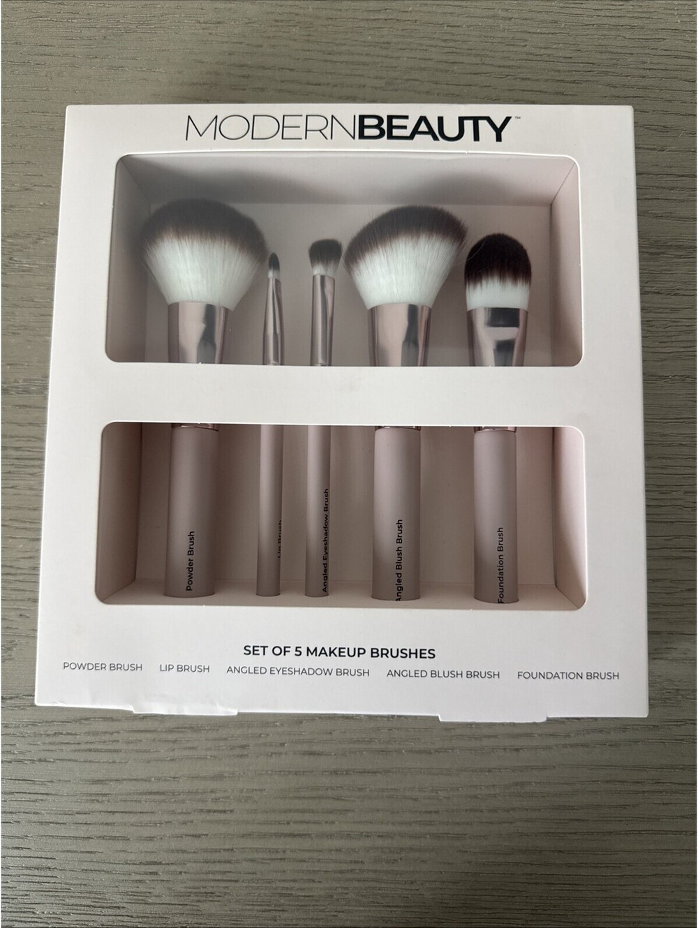 MODERN BEAUTY White Makeup Brush Set - 5 Piece Brush Set